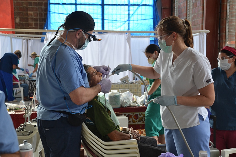 Treating dental patient on mission trip