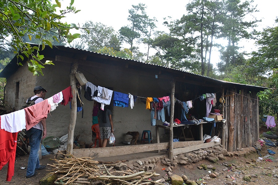 Rugged building with clothes hanging on a line