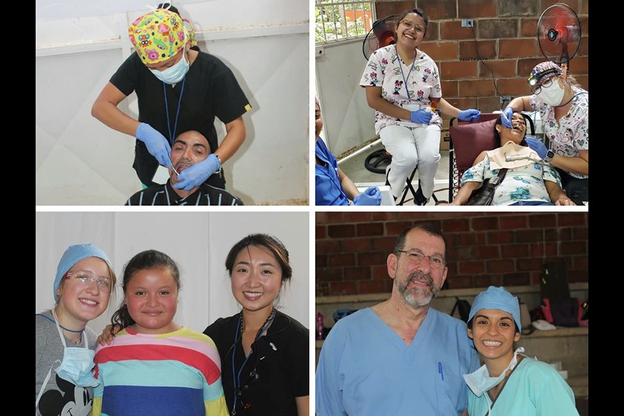 Collage of four images from dental mission trip