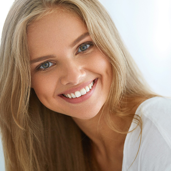 closeup of woman smiling 